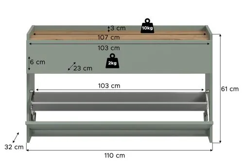 Hänge-Schuhschrank Drive | Salbei / Artisan Oak