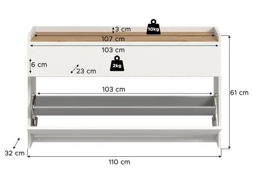 Hänge-Schuhschrank Drive | weiß / Artisan Oak