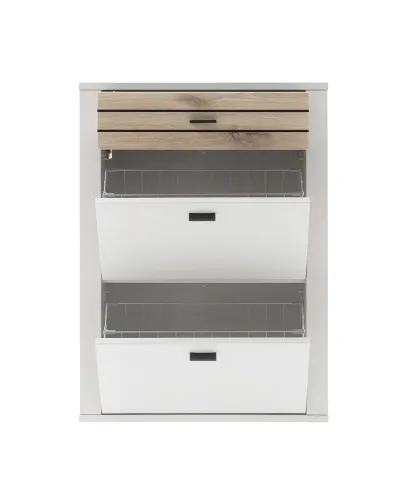 Hänge-Schuhschrank Mantena | Modern White / Viking Oak