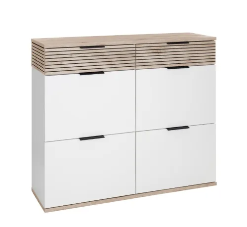 Hänge-Schuhschrank Montello mit 2 Schubkästen | Soft White / Viking Oak