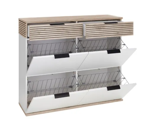 Hänge-Schuhschrank Montello mit 2 Schubkästen | Soft White / Viking Oak