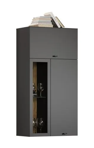 Hänge-Vitrine Vitrinenschrank Bellugi, Anthrazit Dekor – Ansicht 2