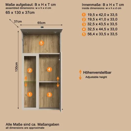 Hänge-Vitrine Vitrinenschrank Bellugi, Cashmere Dekor – Ansicht 5