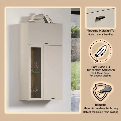 Hänge-Vitrine Vitrinenschrank Bellugi, Cashmere Dekor – Ansicht 6