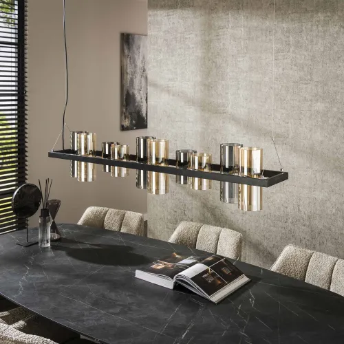 Hängelampe Badi | 10 Leuchten | Glasschirme | Artic schwarz