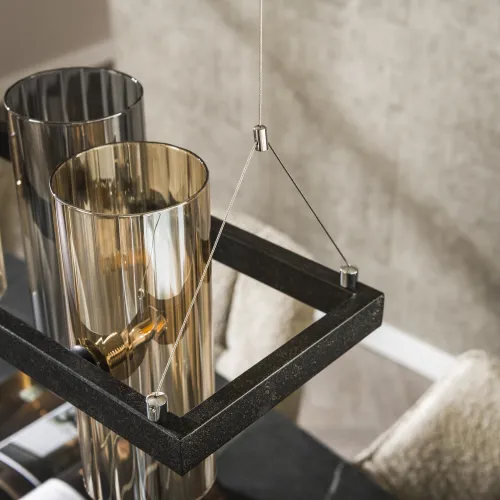 Hängelampe Badi | 10 Leuchten | Glasschirme | Artic schwarz