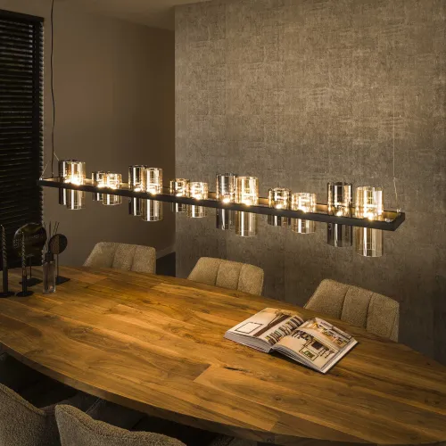 Hängelampe Badi | 14 Leuchten | Glasschirme | Artic schwarz