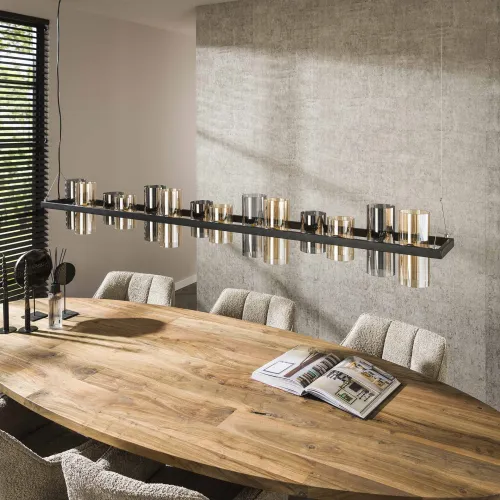 Hängelampe Badi | 14 Leuchten | Glasschirme | Artic schwarz