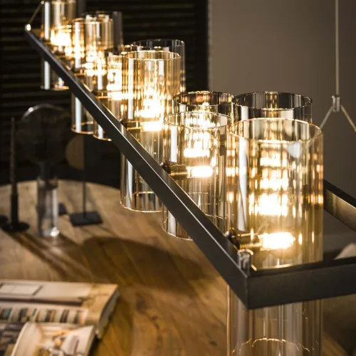 Hängelampe Badi | 14 Leuchten | Glasschirme | Artic schwarz