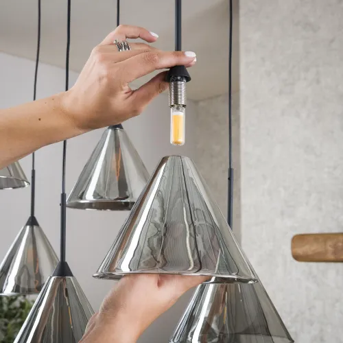 Hängelampe Crux | 9 Leuchten | Rauchglas