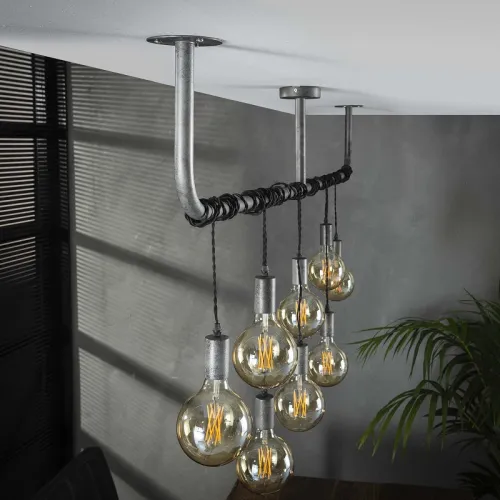 Hängelampe Ekler 8 Leuchten | Metall | altsilber