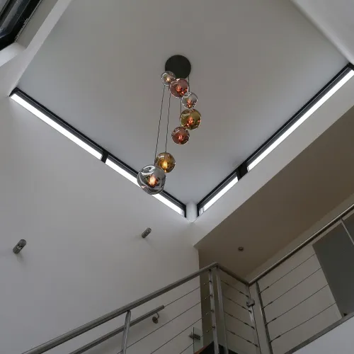 Hängelampe Jinjin | 7-flammig | gestuft | Gold, Chrom, Kupfer