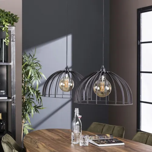 Hängelampe Kefi 2 Leuchten | Metall | schwarz / braun