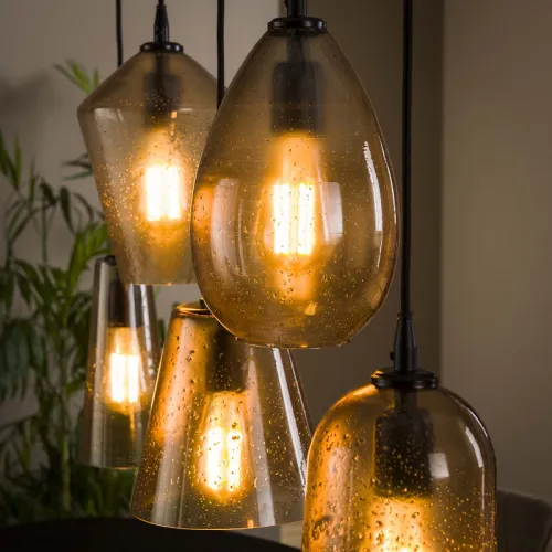 Hängelampe Nata | 5 Leuchten | Braunglas