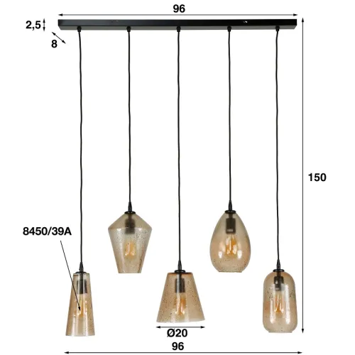 Hängelampe Nata | 5 Leuchten | Braunglas