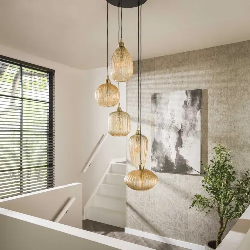 Hängelampe Noko | 5 Leuchten | Braunglas