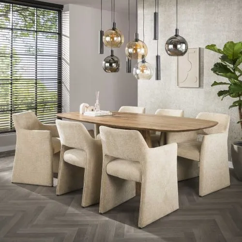 Hängelampe Nosa | 5 + 4 Fassungen | Glas | Chrom / Bernstein / Transparent