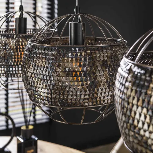 Hängelampe Onix 3 Leuchten | Metall | Schwarz / braun