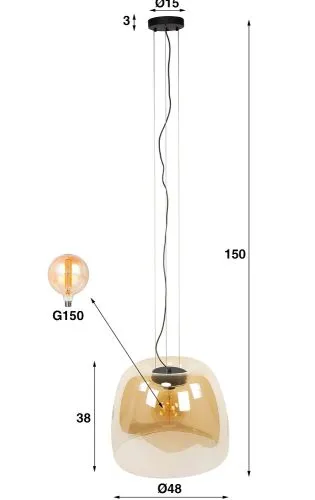 Hängelampe Pad | Glas & Metall | Amber