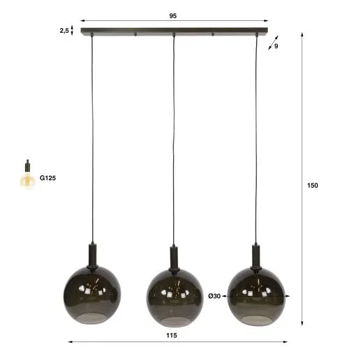 Hängelampe Rafina | 3 Leuchten | Glas | Sienna braun