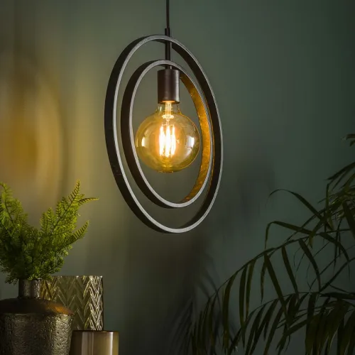 Hängelampe Vejin 1 Leuchte | Metallringe | Charcoal grau