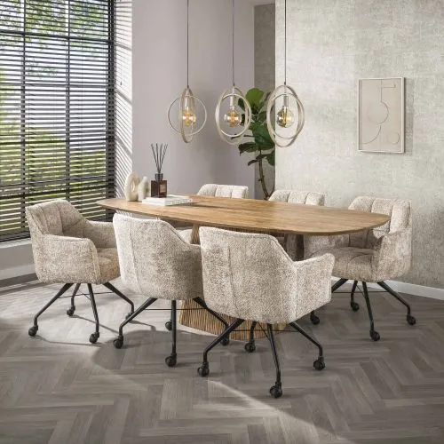 Hängelampe Vejin 3 Leuchten | Metallringe | Beige