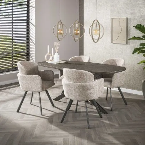 Hängelampe Vejin 3 Leuchten | Metallringe | Beige