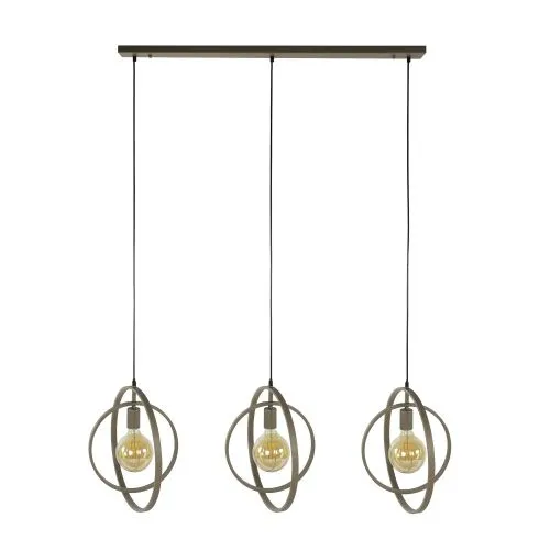Hängelampe Vejin 3 Leuchten | Metallringe | Beige