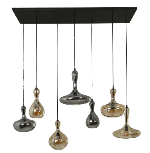Hängelampe Yoki 7 Leuchten | Glass / Metall | schwarz