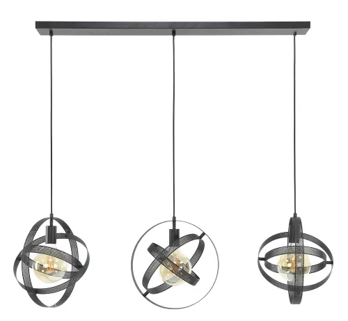 Hängelampe Yubiwa 3 Leuchten | Metallschirme | schwarz