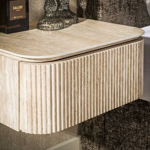 hängender Nachttisch Homa | mit Schubkasten | Keramik Travertin