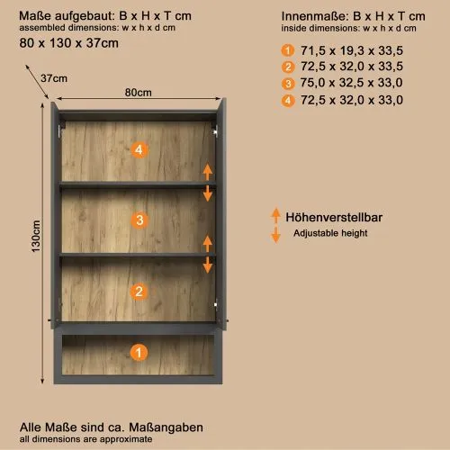 Hängeschrank Bellugi, Anthrazit Dekor – Ansicht 5