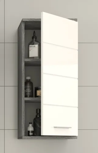 Hängeschrank Blake | weiß Hochglanz / Rauchsilber