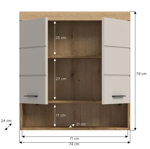 Hängeschrank breit Scout | Kaschmir / Evoak Oak