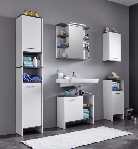 Hängeschrank California | weiß / rauchsilber