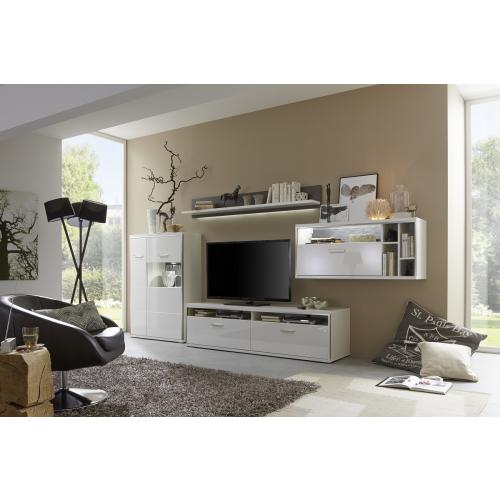 Hängeschrank Hängekommode Trento 2 | weiß Hochglanz | LED Beleuchtung