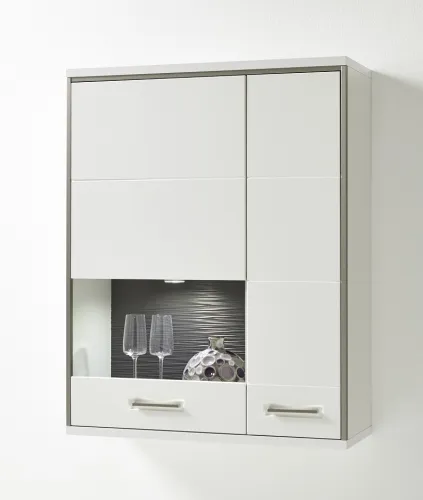 Hängeschrank Hängekommode Trento | weiß Hochglanz | mit 1er Set LED Unterbauspot