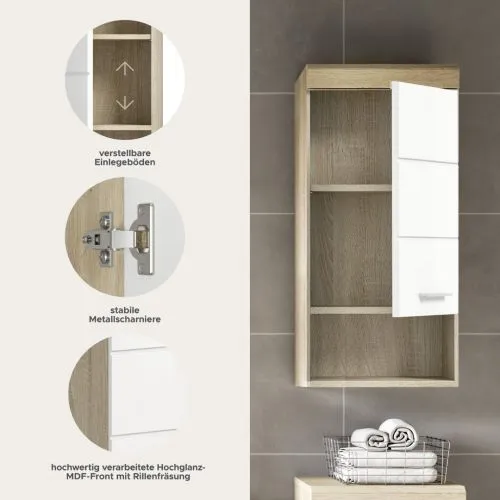 Hängeschrank Lambada | weiß Hochglanz / Sonoma Eiche hell