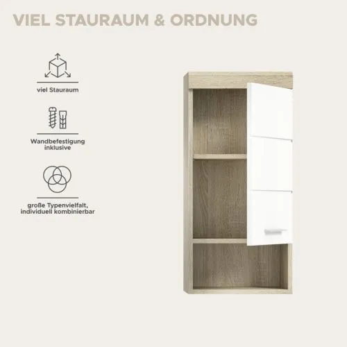 Hängeschrank Lambada | weiß Hochglanz / Sonoma Eiche hell