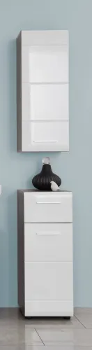 Hängeschrank Line | weiß Hochglanz / Sardegna Rauchsilber