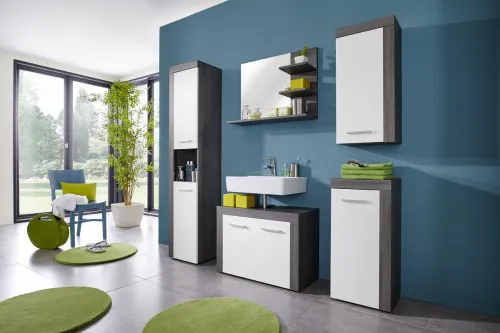 Hängeschrank Miami | weiß / rauchsilber