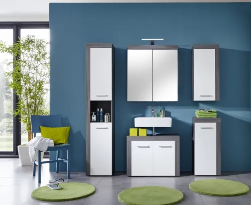 Hängeschrank Miami | weiß / rauchsilber