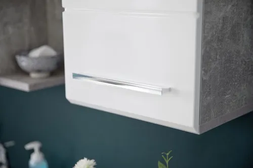 Hängeschrank Nano | weiß Hochglanz / Beton Stone