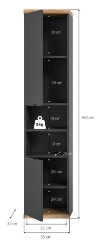 Hängeschrank Nuaro | Nox Oak / anthrazit grau