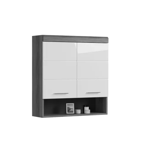 Hängeschrank Scout | weiß Hochglanz / rauchsilber
