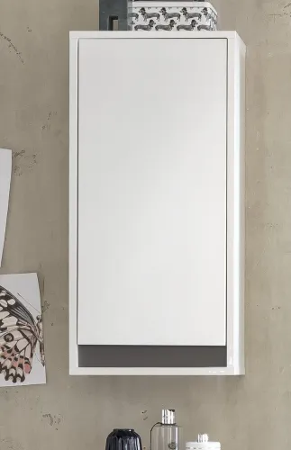Hängeschrank Sol | weiß Hochglanz / grau | Lack