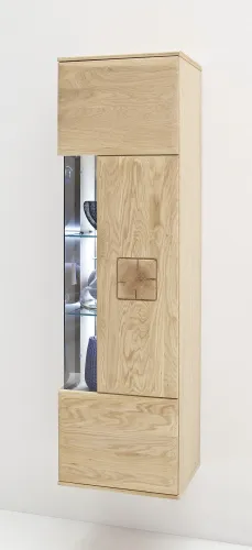 Hängevitrine Bologna | Eiche Bianco | mit LED Rückwandbeleuchtung