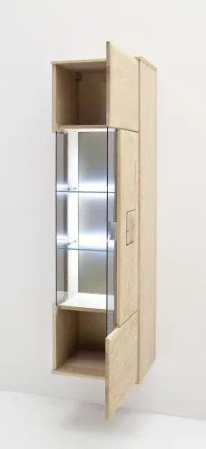 Hängevitrine Bologna | Eiche Bianco | mit LED Rückwandbeleuchtung
