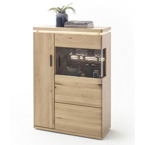 Highboard 2 Barcelona | Balkeneiche Bianco / Eiche Bianco | inkl. LED Beleuchtung