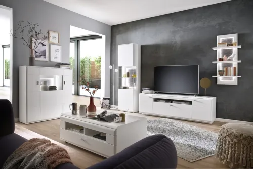 Highboard Amora 2 | weiß matt | mit LED Band. ca. 165 cm